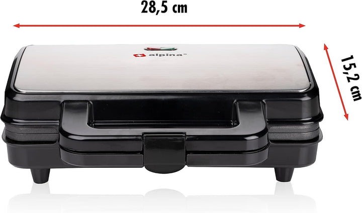 Alpina Toaster - XL - 900 Watt - Antihaft - Edelstahl/Schwarz
