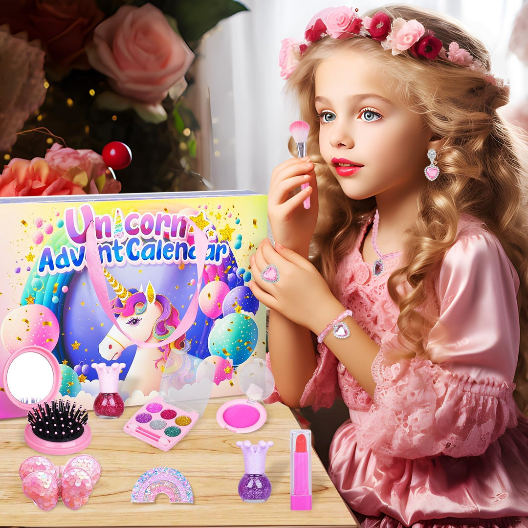 iZoeL Adventskalender kosmetik Kinder Mädchen 2024 Weihnachtskalender 24 Mode Schmuck schminke Beaut
