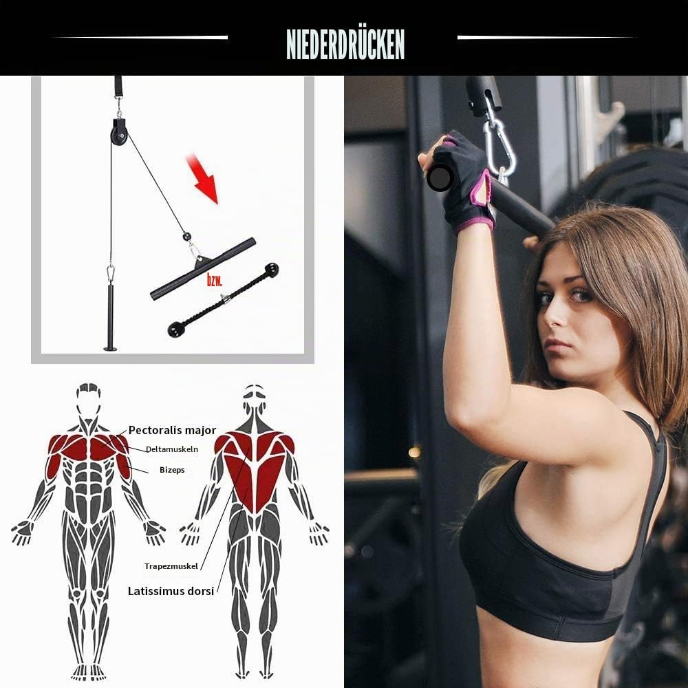 Morwealth Seilzug Fitness Kabelsystem, Latzug Unterarmtrainer kabelzug Unterarm Handgelenk Trainer A