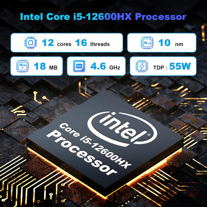 AWOW Mini PC Windows 11 pro Core i5-12600H Prozessor 12 Kerne/16 Threads bis zu 4,5 GHz, Iris XE Gra