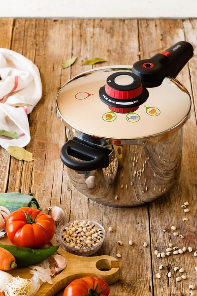 MONIX Selecta | Schnellkochtopf 6 Liter mit Lebensmittelauswahlsystem und automatischem Verschluss,