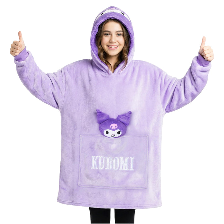 Hello Kitty Sanrio Kapuzenpullover Mädchen Teenager, Oversized Hoodie, Decke mit Ärmeln und Plüschbe