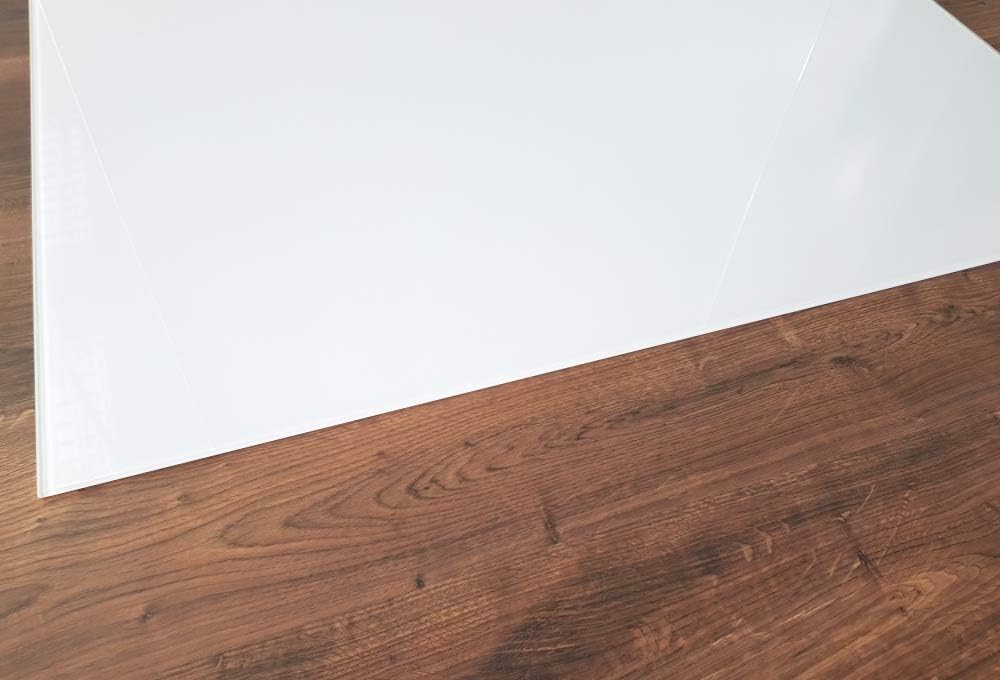 WEIssE Kamin Glasbodenplatte Funkenschutz Kaminplatte Glas Ofen Platte NEU (Ohne Dichtung, Rechteck