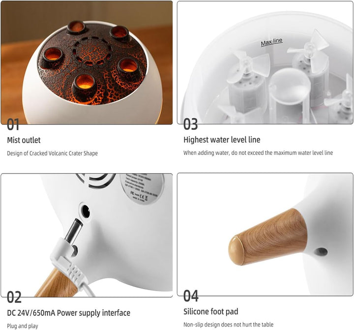 ThreeH 3-in-1 Quallen Diffuser Luftbefeuchter Mit 7 Farben Led Fernbedienung für Homeoffice Yoga Zim