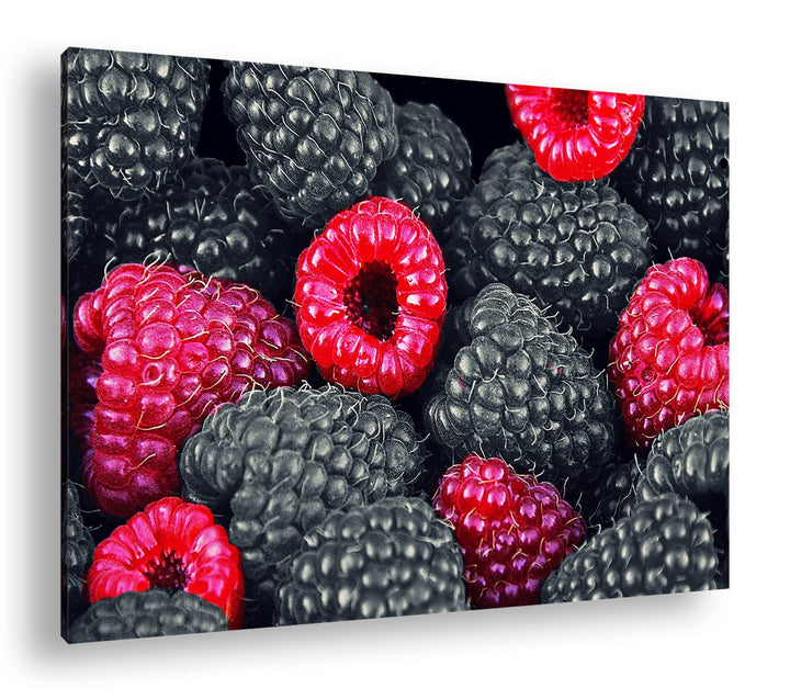 deyoli Himbeeren und Früchte im Format: 80x60 als Leinwandbild, Motiv fertig gerahmt auf Echtholzrah