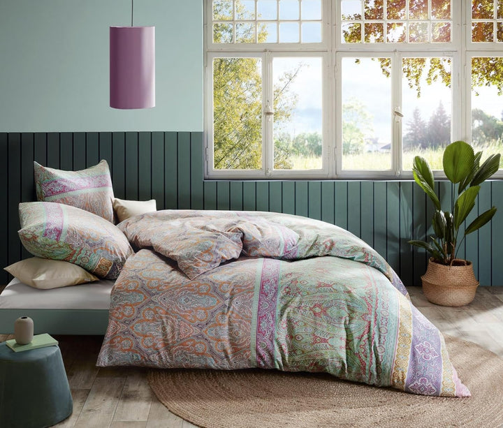 fleuresse Mako-Satin Bettwäsche Modern Classic Dilbeek Mint 1 Bettbezug 155 x 220 cm + 1 Kissenbezug