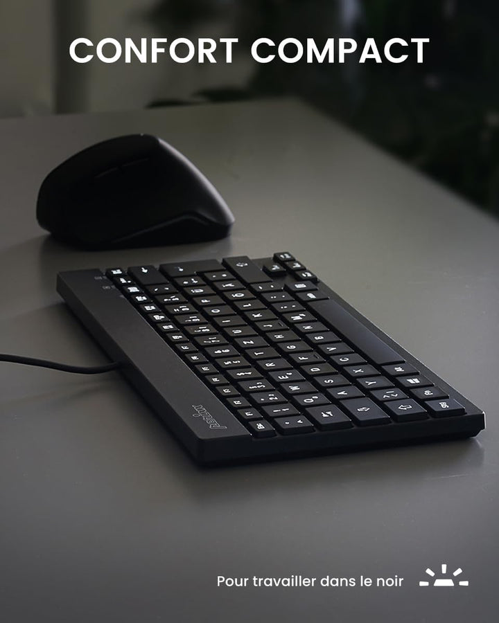 perixx PERIBOARD-326, Mini-Tastatur, kabelgebunden, Hintergrundbeleuchtung, leise, für Windows, AZER