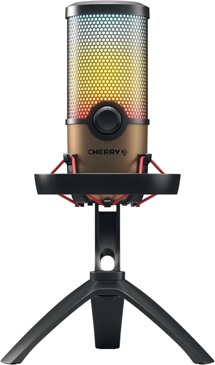 CHERRY UM 9.0 PRO RGB, USB-Mikrofon mit RGB-Beleuchtung, für Gaming, Streaming, ASMR, 4 Richtcharakt