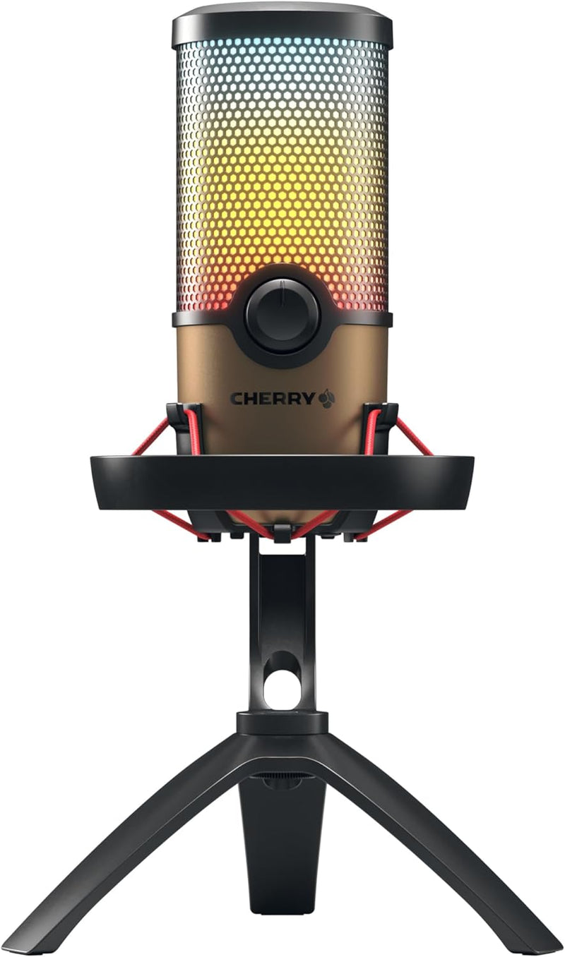 CHERRY UM 9.0 PRO RGB, USB-Mikrofon mit RGB-Beleuchtung, für Gaming, Streaming, ASMR, 4 Richtcharakt