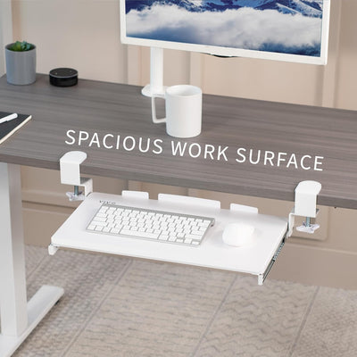 VIVO MOUNT-KB05ES-W Kleine Tastaturablage, ausziehbar unter dem Schreibtisch, mit extra stabilem C-K