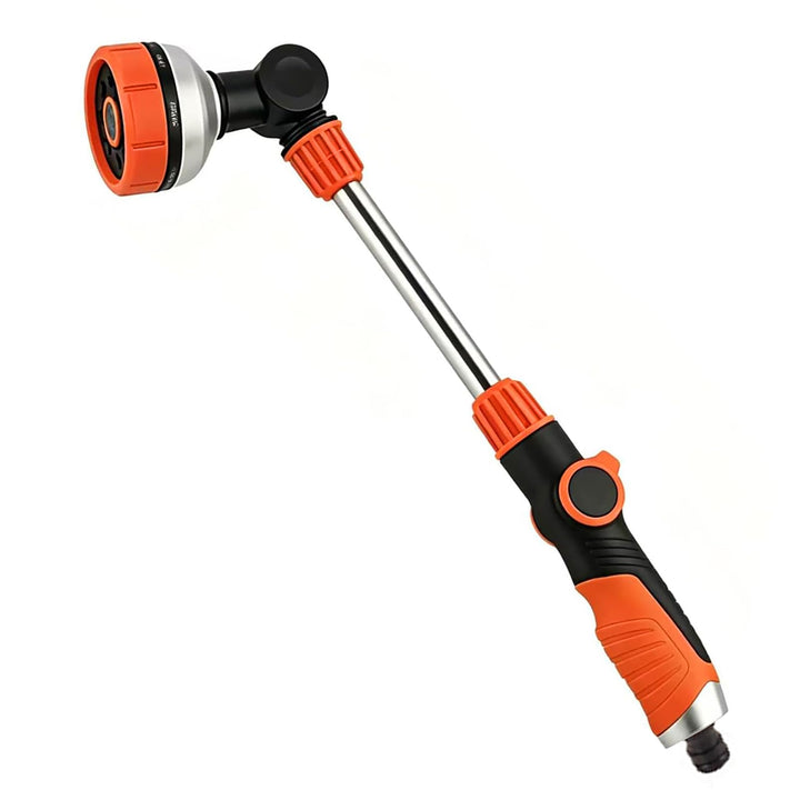 Garden Giessstab, 47CM Giessstab Lang mit 180° Schwenkbaren Kopf, Gartenbrause Metall mit 8 Sprühmus