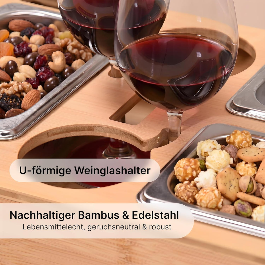 Couchbar Snackbox – Originelle Geschenkidee für Männer & Frauen – Sofa Tablett mit 3 Edelstahl Snack