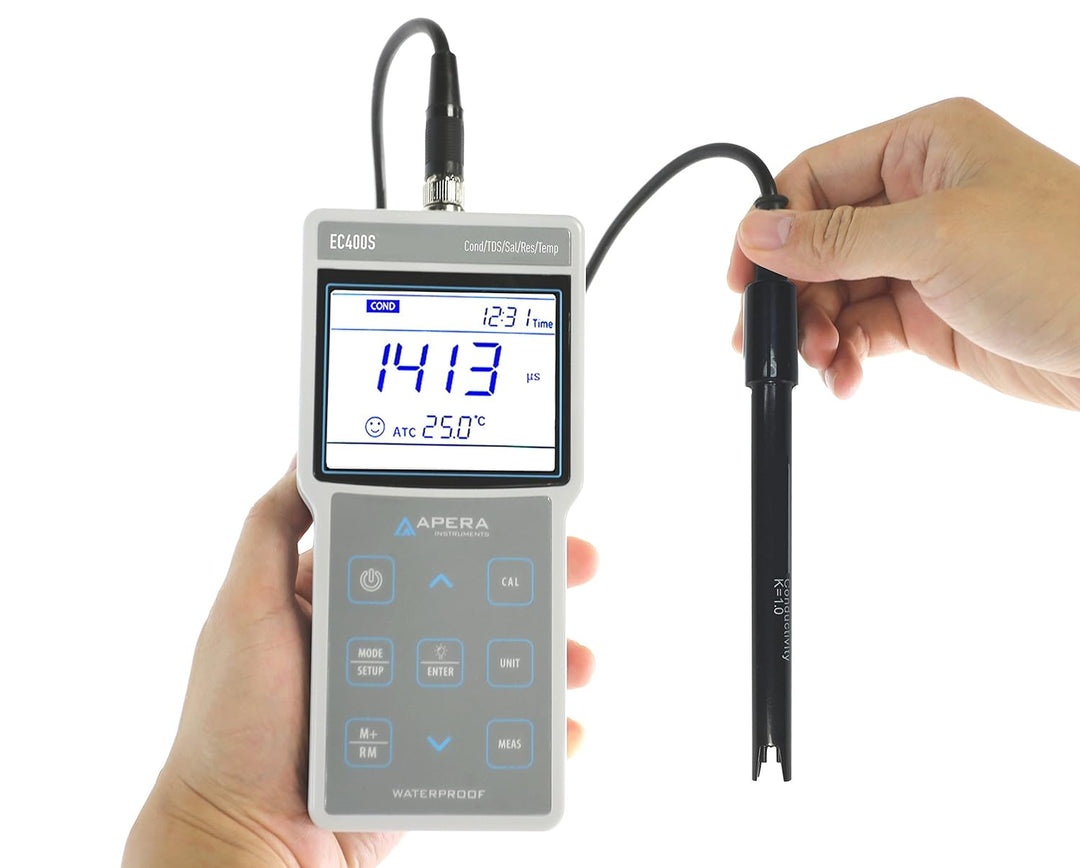 Apera Instruments EC400S tragbares Leitfähigkeits-/TDS-/Salzgehalt-/Widerstand-Messgerät (Temperatur