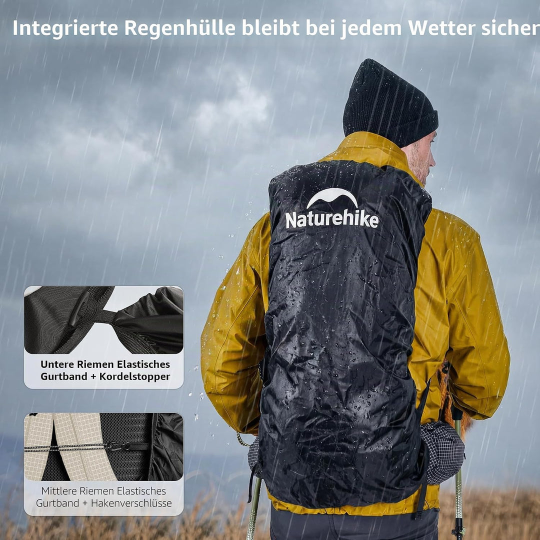 Naturehike Rock 2.0 Upgraded 60L Rucksack Interner Rahmen Wanderrucksack Damen mit Regenhülle Trekki