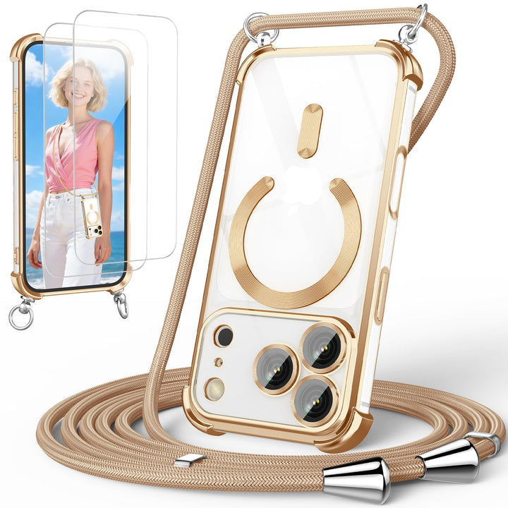 GOODVISH Handykette für iPhone 17 Pro Hülle mit Band, mit 2 Stück Schutzfolie und Kamera Schutz, Nec