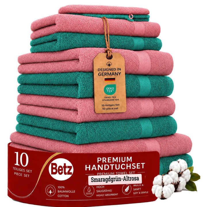 Betz 10-TLG. Handtuch-Set Premium 100% Baumwolle 2 Duschtücher 4 Handtücher 2 Gästetücher 2 Waschhan
