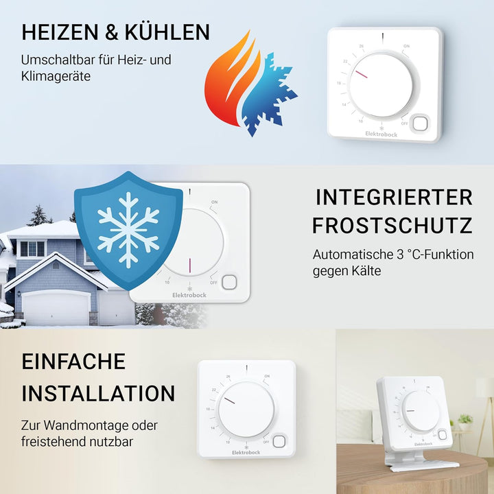 Elektrobock Funk Raumthermostat, BPT012, 158 x 181 x 62 mm
