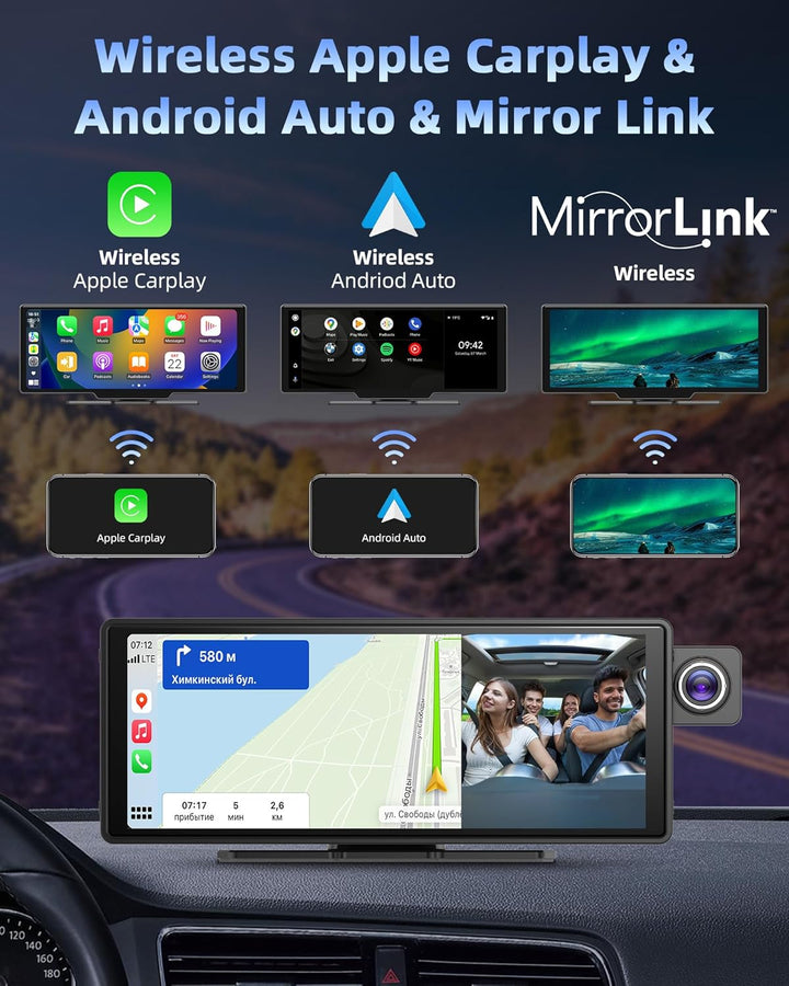 Exklusiv 10,26 Zoll Carplay Display Android Auto Display mit 180° Drehen 2,5K Dashcam, Wireless Auto