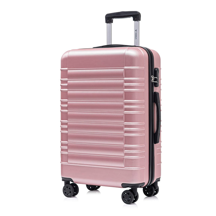 Koffer Suitcase L Roségold, Trolley Reisekoffer, Rollkoffer Handgepäck mit 4 Rollen 360°, Hartschale