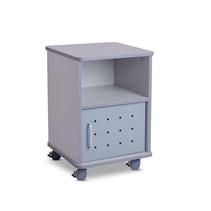 Rocada | Kleiner Druckertisch | Bürowagen mit Rollen | Rollcontainer mit 1 Regal und 1 Metalltür | E