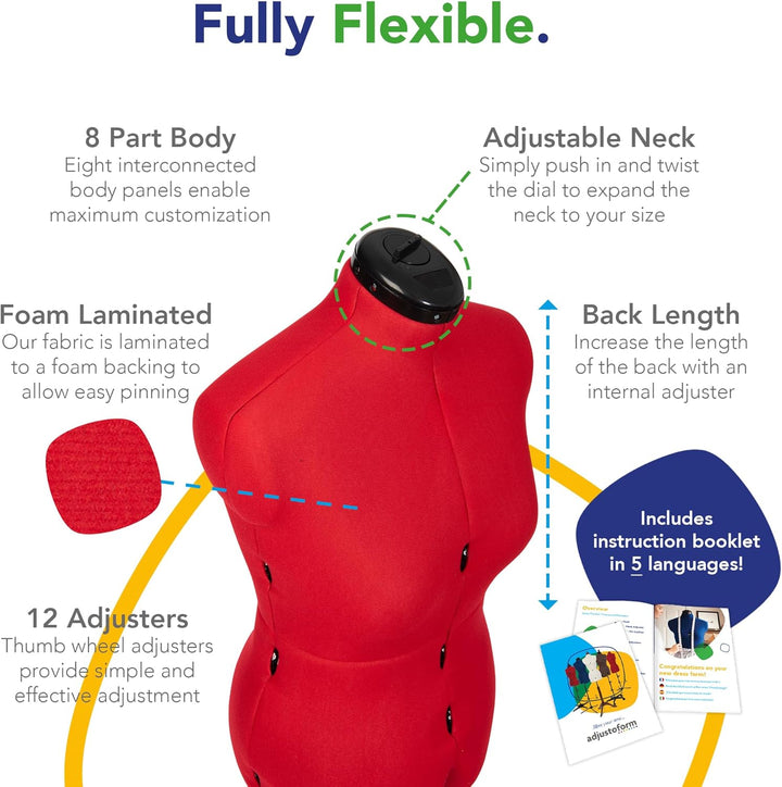 Adjustoform FG305 Sew Simple Schneiderpuppe, Nähpuppe, 8 verstellbare Teile, Grössen 44 bis 50, Medi