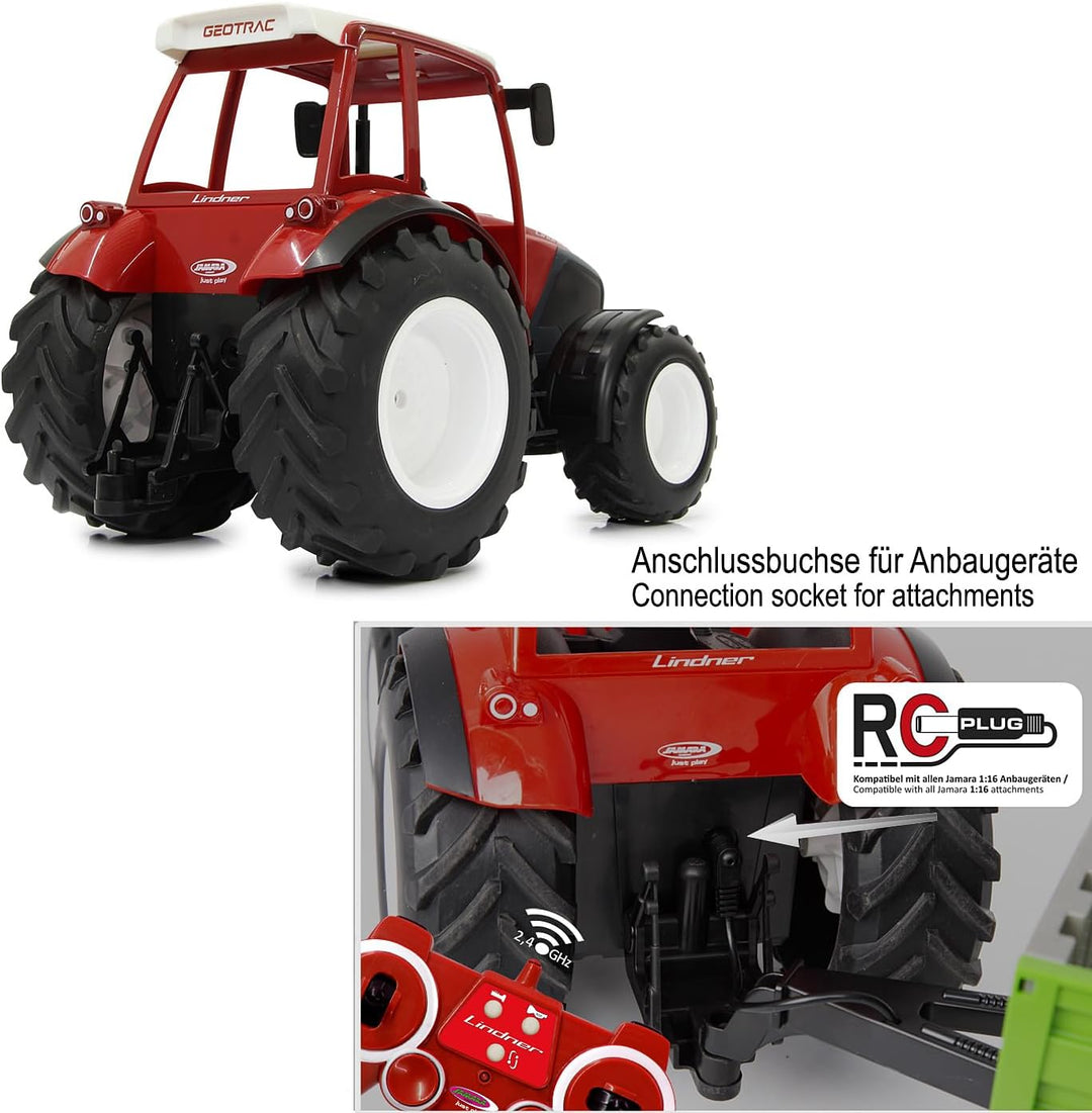 JAMARA 405051 - Lindner Geotrac 1:16 2,4GHz - realistischer Motorsound (abschaltbar), Rückfahrwarnso