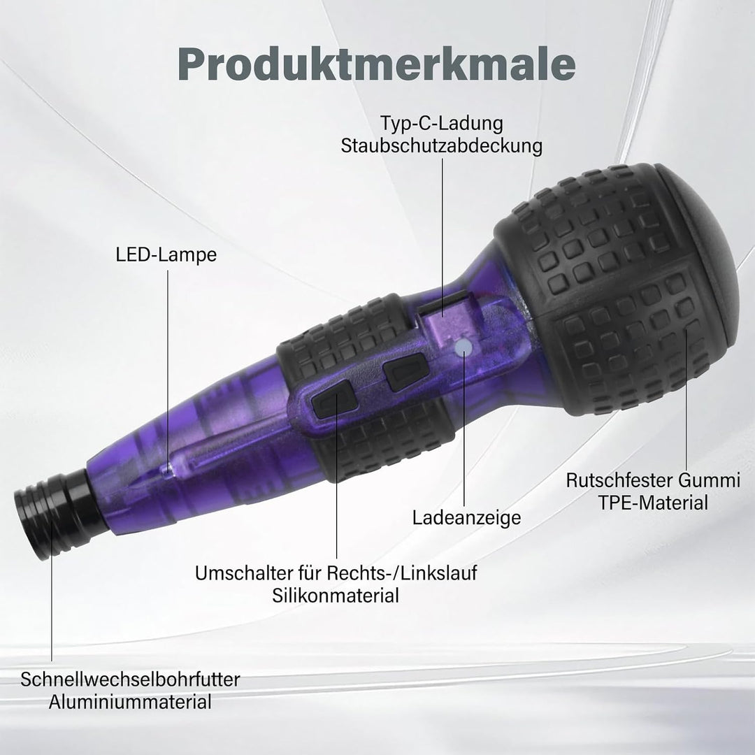 Akku Schraubendreher Elektrischer Stabschrauber Set, 3.6V Elektro Schraubendreher Mini Akkuschrauber