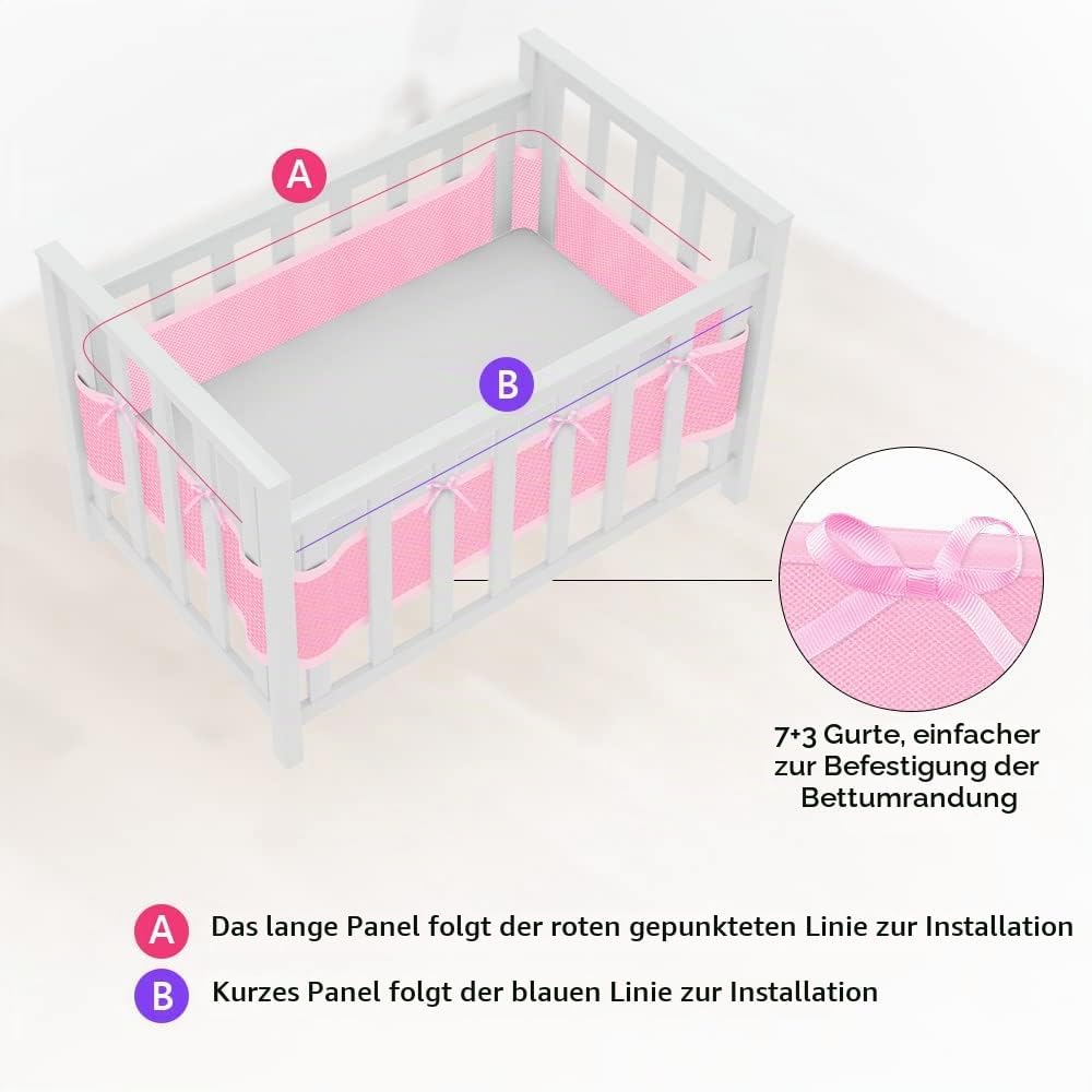 Vicloon Bettumrandung Nestchen, Nestchen für Kinderbetten Kantenschutz Baby Babybett, Atmungsaktive