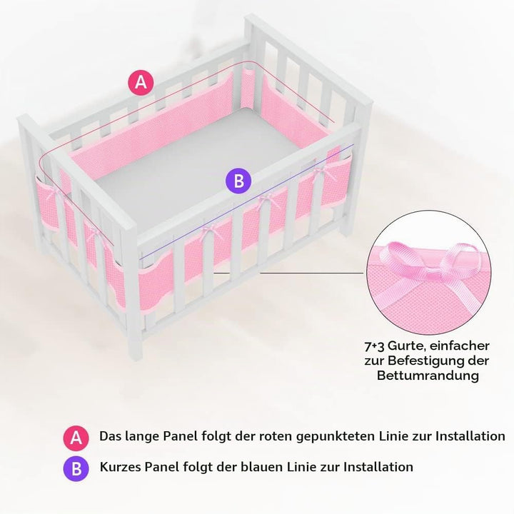 Vicloon Bettumrandung Nestchen, Nestchen für Kinderbetten Kantenschutz Baby Babybett, Atmungsaktive
