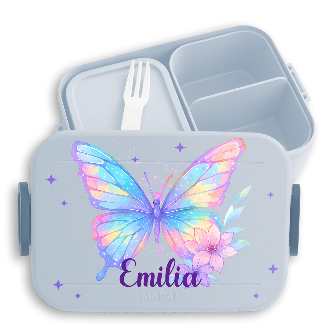 Kinder Bento Box Midi Lunchbox für Mepal Bentobox - Brotbox Schmetterling Schulkind Geschenk mit Nam