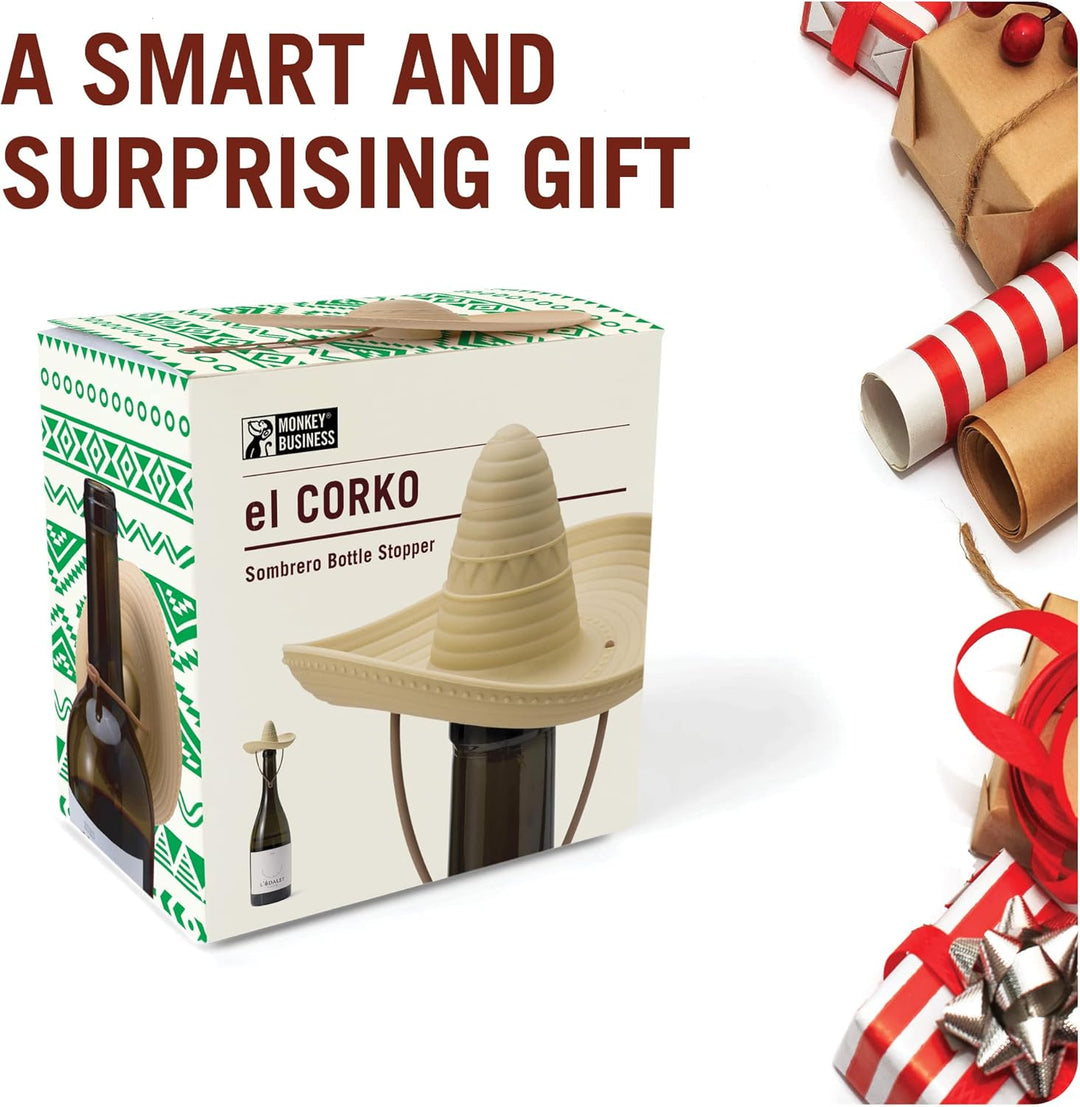 Elcorko Silikon-Weinstopfen mit Sombrero-Design, hält Wein frisch, 3 Stück Elcorko - Pack Of 3, Elco