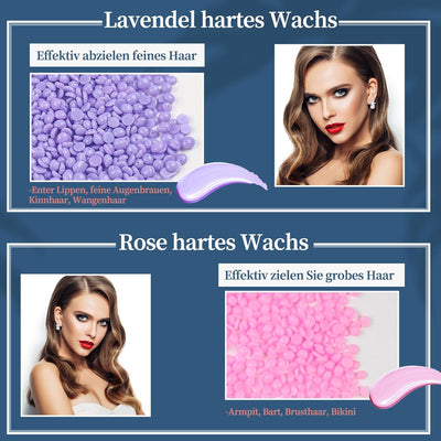 ANGNYA Waxing Set Wachswärmer set mit Hartwachsperlen 400g und Wachsheizspateln 20 Stück, einem Sili