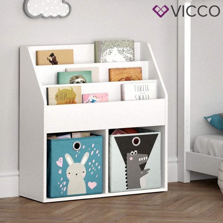 Vicco Kinderregal Luigi, Weiss, 72 x 79 cm Ohne Faltboxen, zur Aufbewahrung von Büchern und Spielzeu