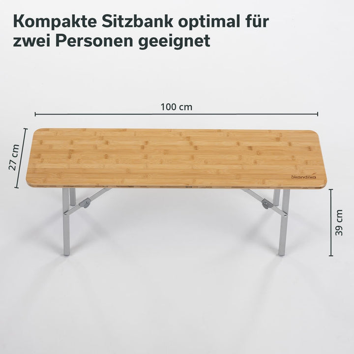 Skandika Sitzbank Tolja 2er Set | Campingbank aus Bambus, 100 x 27 x 39 cm, bis 200 kg belastbar, we