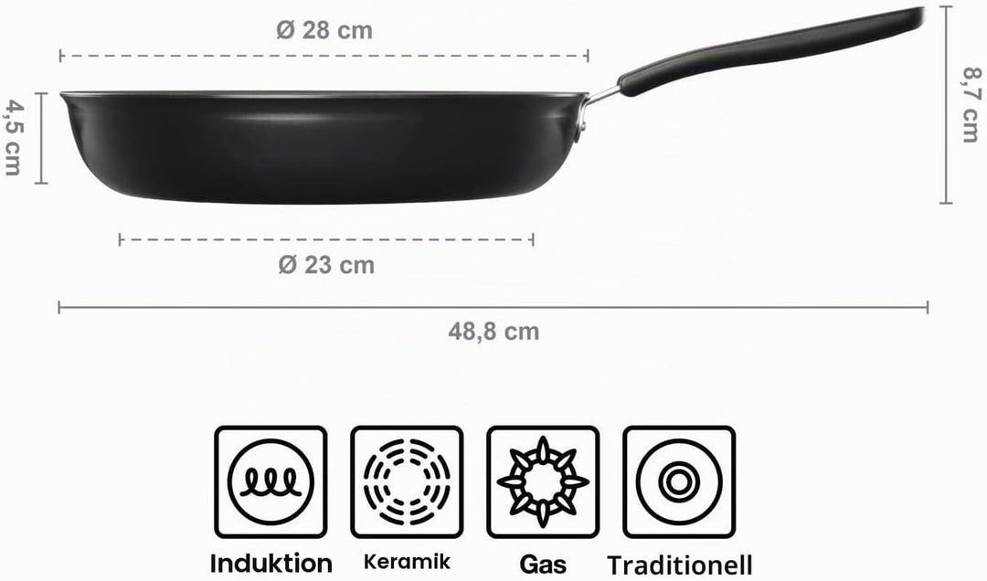 Fiskars Bratpfanne, Ø 28 cm, Für alle Kochfelder geeignet, Aluminium, Functional Form, Schwarz, 1026