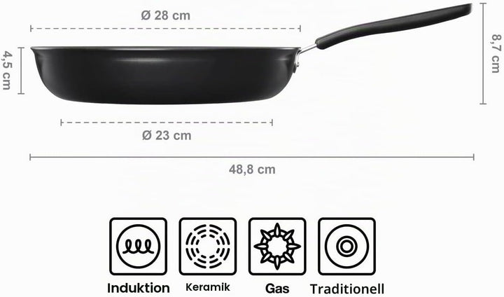 Fiskars Bratpfanne, Ø 28 cm, Für alle Kochfelder geeignet, Aluminium, Functional Form, Schwarz, 1026