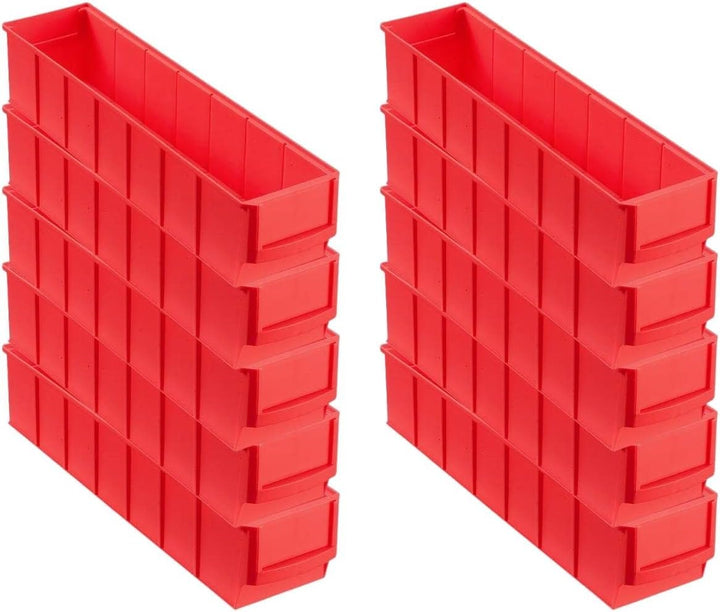 PROREGAL SparSet 10x Rote Industriebox 400 S | HxBxT 8,1x9,1x40cm | 2,2 Liter | Sichtlagerkasten, So