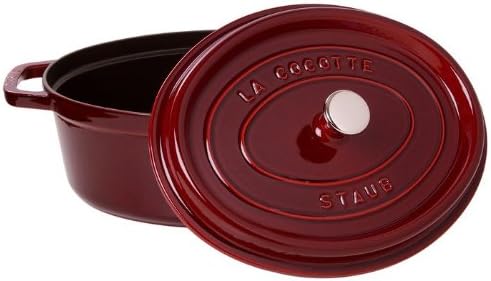Staub 1102387 Cocotte, 23 cm oval, Bräter aus Gusseisen, grenadine, Grenadine