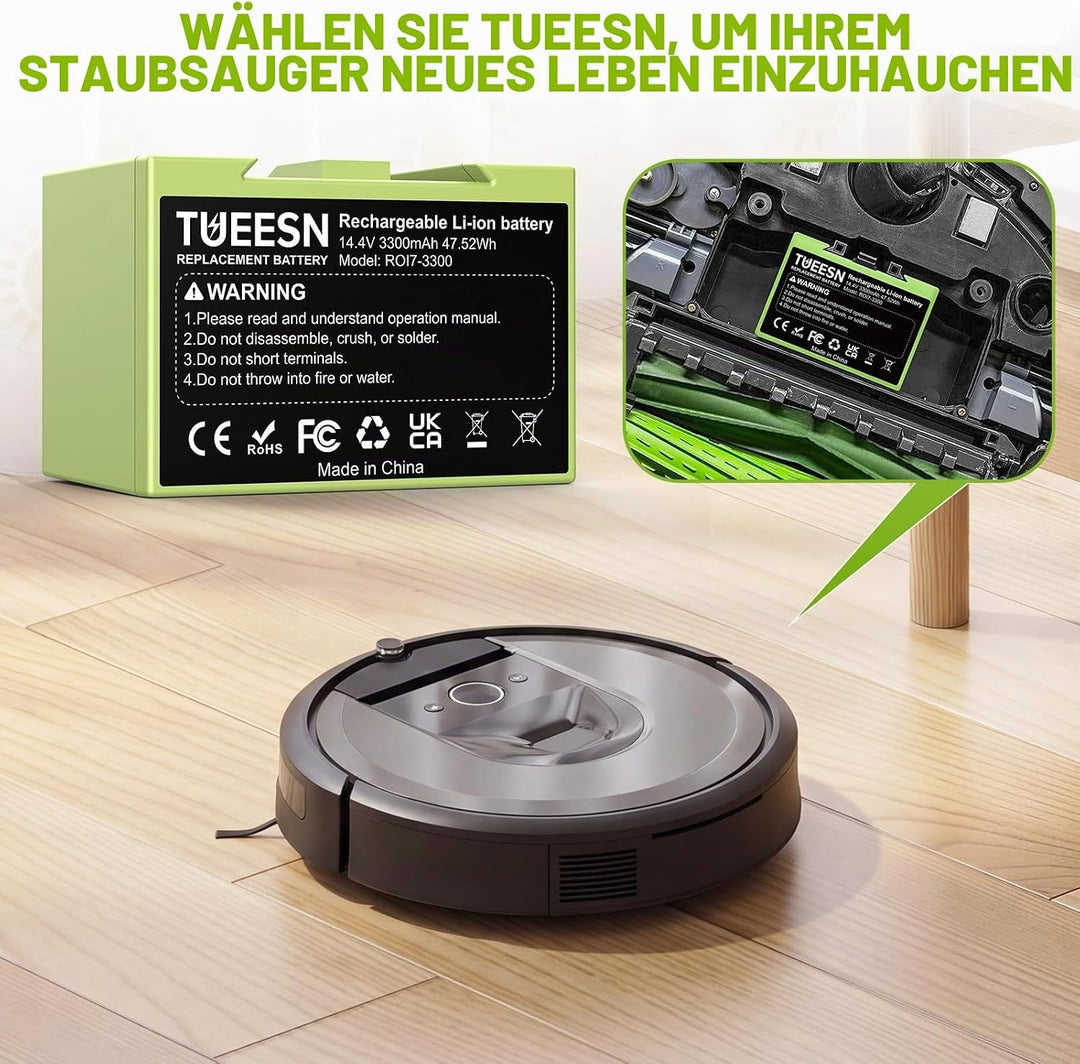 14.4V 3300mAh Ersatzakku für iRobot i7/i7+ e5 e6,iRobot roomba i3/i3+ i4 i6 J7