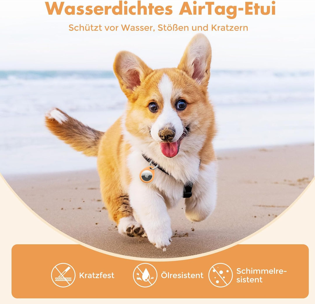 UNBREAKcable 360° Schutzhülle für AirTag [4er-Pack], TPU Vollschutz Schlüsselanhänger mit 304 Edelst