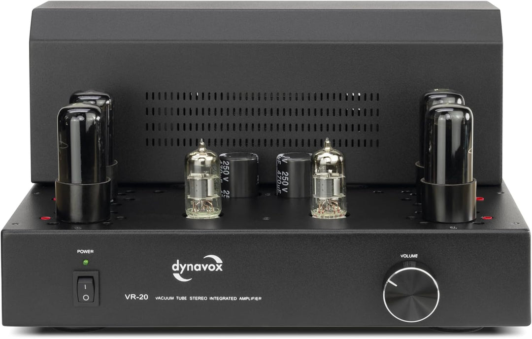 Dynavox Röhrenvollverstärker VR-20 schwarz, HiFi-Verstärker für warmen Röhren-Sound, Vintage-Design