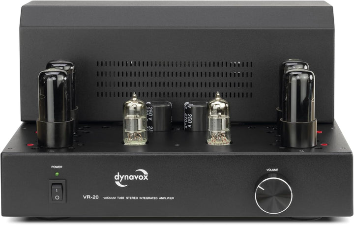 Dynavox Röhrenvollverstärker VR-20 schwarz, HiFi-Verstärker für warmen Röhren-Sound, Vintage-Design