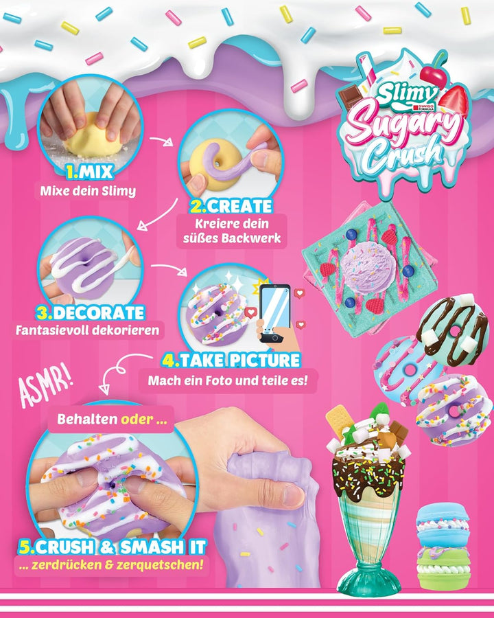 Slimy Sugary Crush - Super Creator's Set, Slime und Knete Kreativ-Set, Backspiel zum selber Mischen,