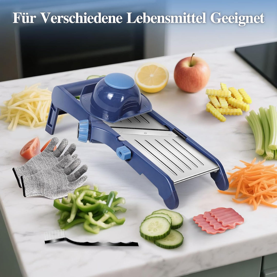 MASTERTOP Mandoline Gemüsehobel, 10 In1 Verstellbar Gemüseschneider Gurkenhobel für Kartoffelchip, Z