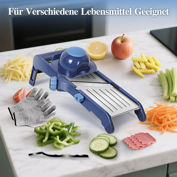 MASTERTOP Mandoline Gemüsehobel, 10 In1 Verstellbar Gemüseschneider Gurkenhobel für Kartoffelchip, Z