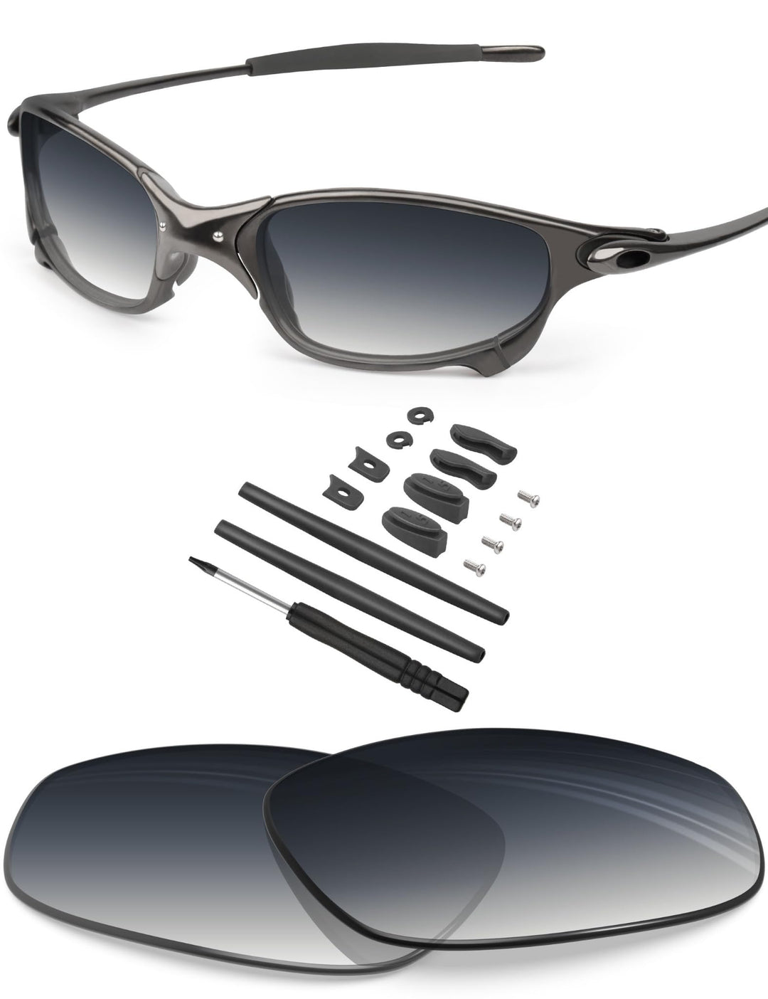 BlazerBuck Anti-salz Polarisierte Ersatzgläser für Oakley Juliet Grauer Farbverlauf Polarisiert, Gra