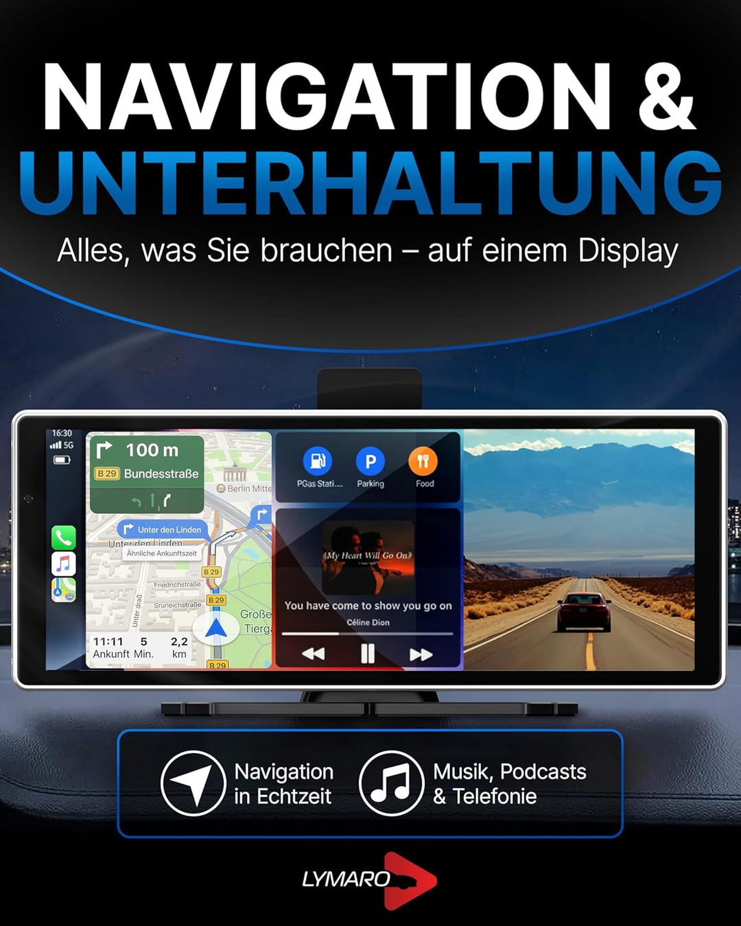 Wireless CarPlay Display & Android Display fürs Auto, tragbares Apple Auto CarPlay Display & Android