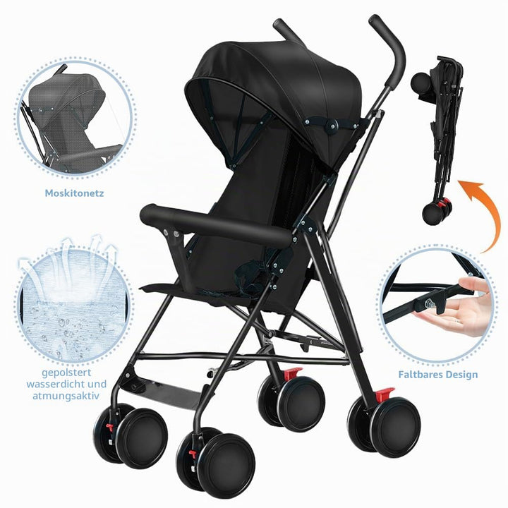 Kinderwagen für Babys, Komfort, kompakter Gehstock, 0 – 36 kg, Reisekinderwagen mit Baumwolle und Mo