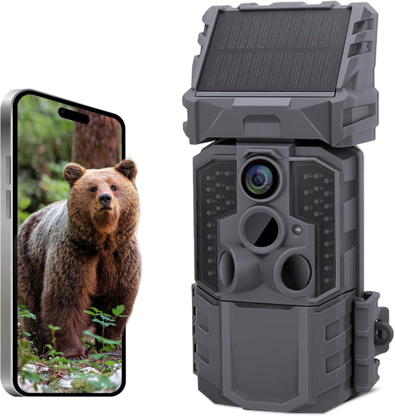 Wosports Wildkamera 4K HD Wildtierkamera, 33MP WLAN Nachtsichtkamera mit Bewegungsmelder, 0,1 s Ausl