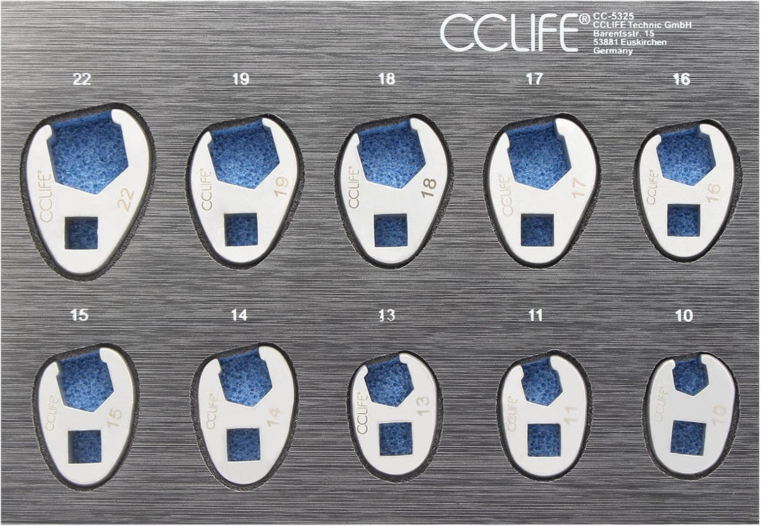 CCLIFE 10tlg Hahnenfussschlüssel Hahnenfuss Schlüssel Steckschlüssel Drehmoment 1/2" 3/8" Aussenvier